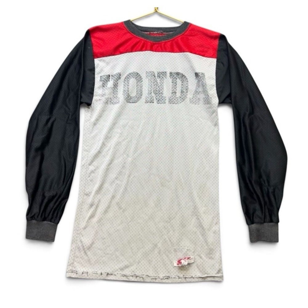 Vintage Hondaline Honda Motocross Jersey 80s Mesh Red Colorblock Racing Small